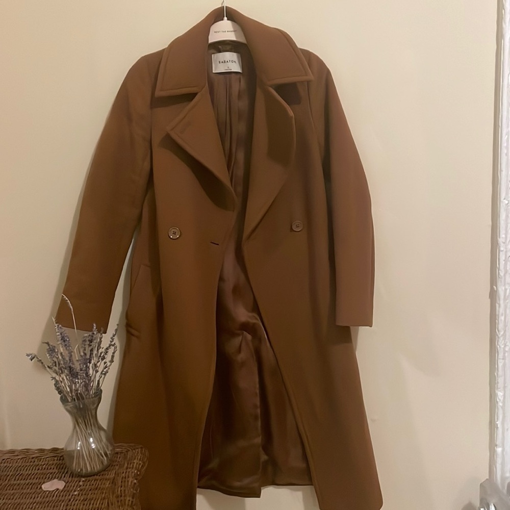 Chestnut Brown Babaton Wool and Cashmere coat - size S